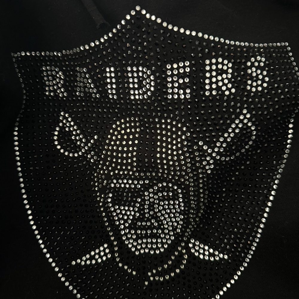 LAS VEGAS RAIDERS BLACK HOODIE RHINESTONE BLING RAIDERS SWEATSHIRT - Picture 3 of 6